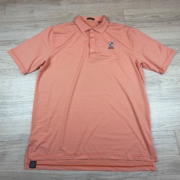turtleson Other - Turtleson Mens XL Orange White Stripe Golf Polo Shirt Bonita National